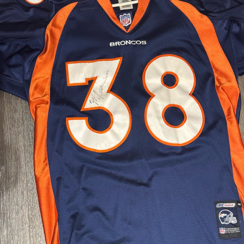 Reebok NFL Denver Broncos #38 Mike Anderson Autographed Jersey